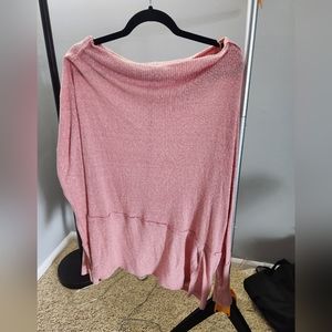 We The Free Oversized Ribbed Pink Top
